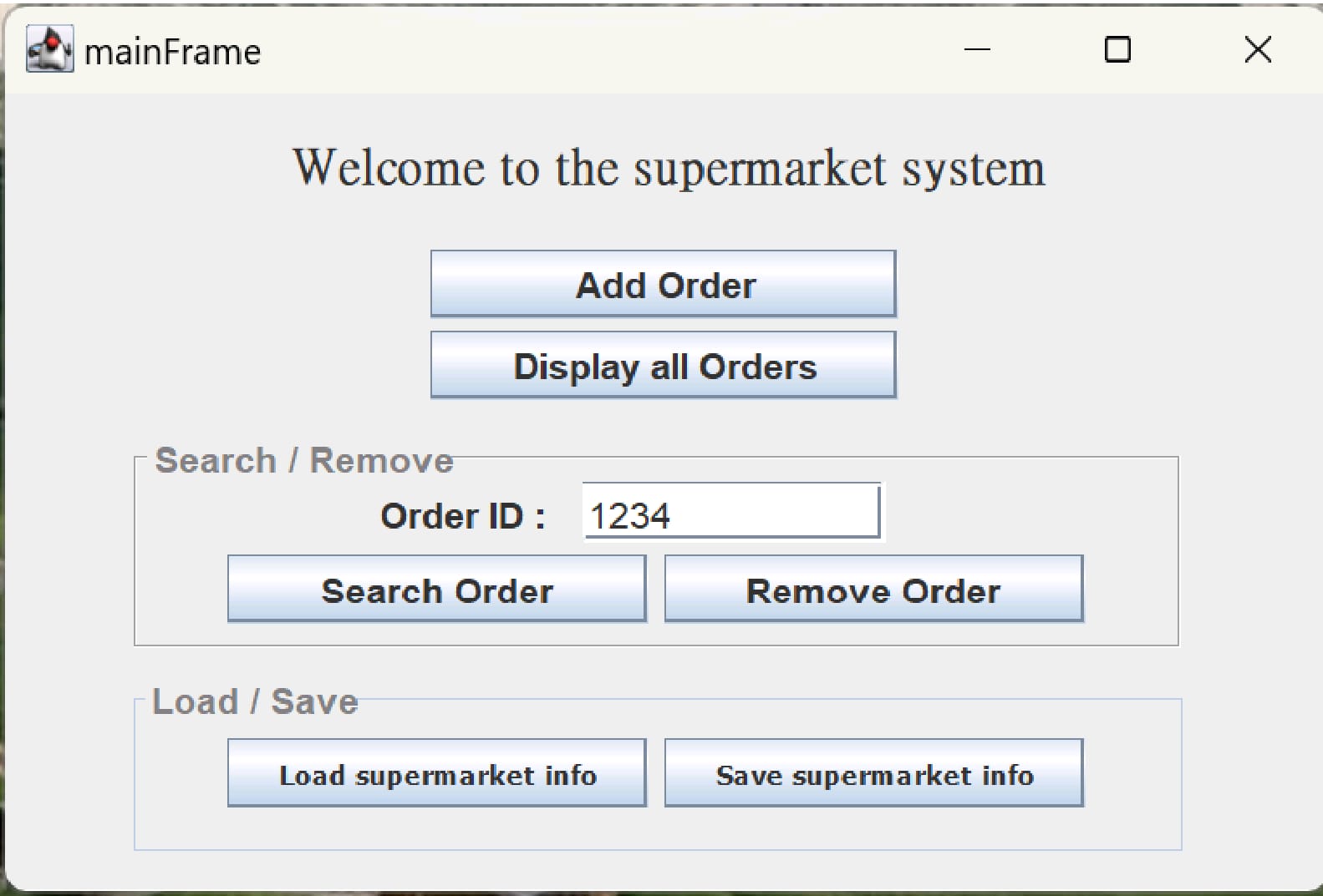 Supermarket Management System Screenshot